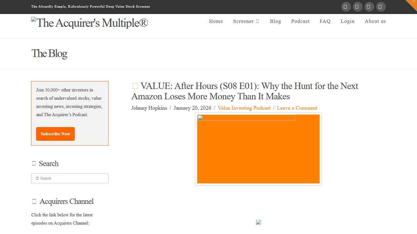 VALUE: After Hours (S08 E01): Why the Hunt for the Next Amazon Loses More Money Than It Makes | The Acquirer's Multiple®