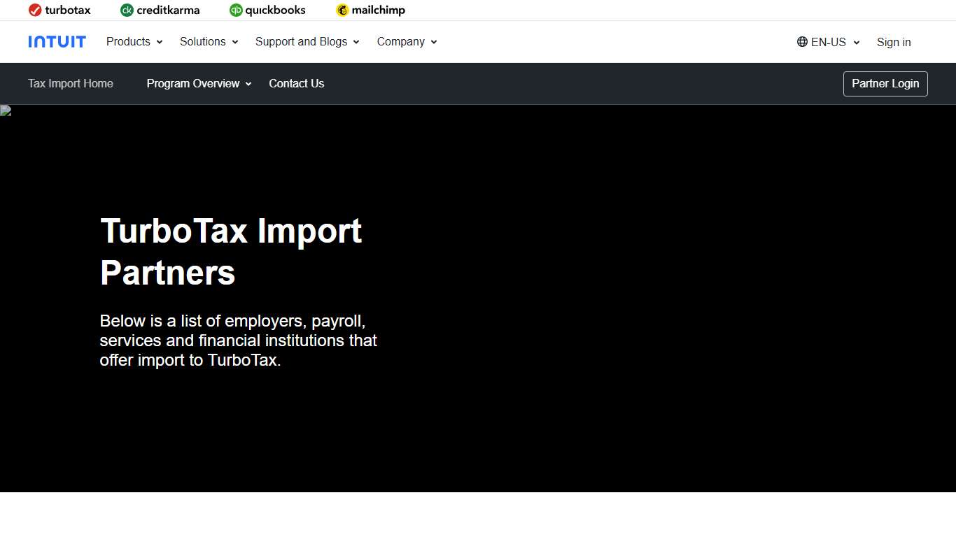 Partner List - Tax Import | Intuit
